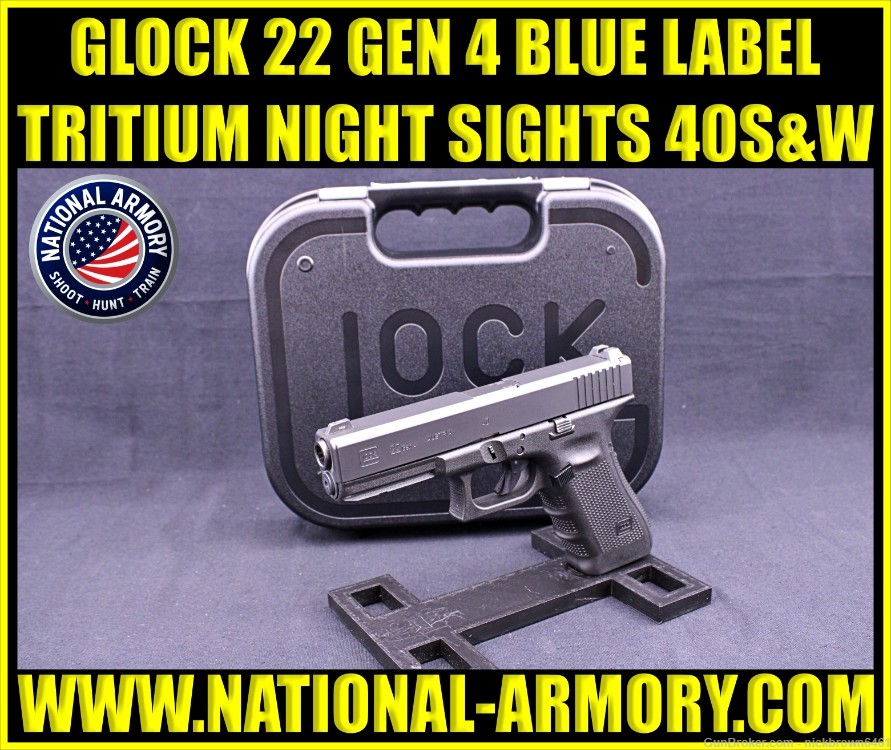GLOCK 22 GEN 4 BLUE LABEL TRITIUM NIGHT SIGHTS 40 S&W 4.49" LEO G22 GEN4-img-0