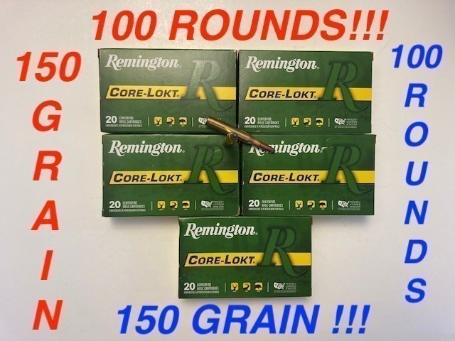 270 win . 100 ROUNDS  150 Grain -img-0