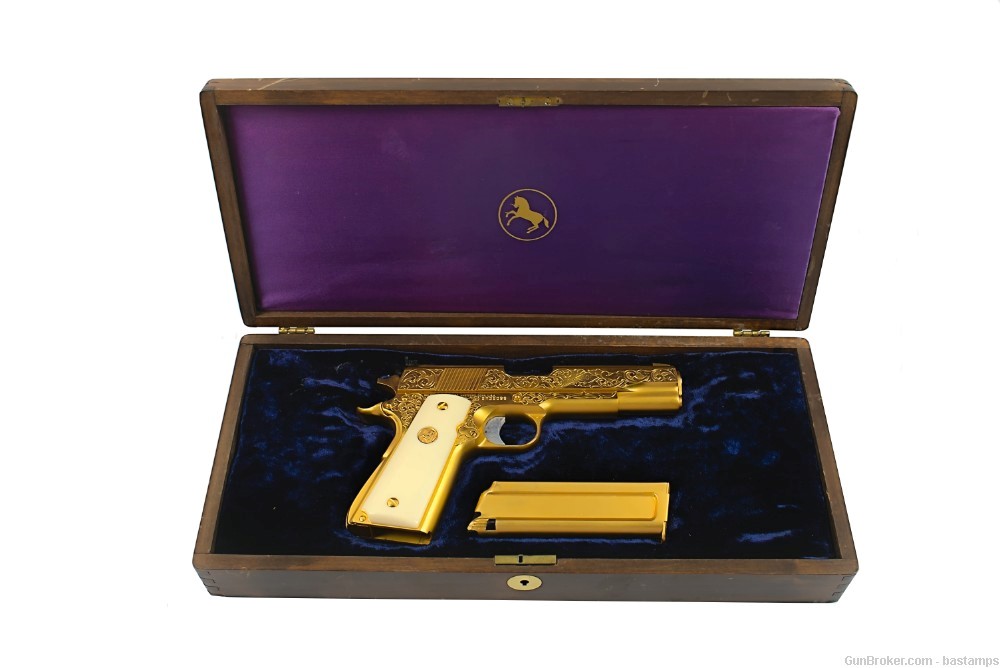 Gold Plated Engraved Colt Service Model Ace 22 LR Pistol – SN: SM39096-img-0