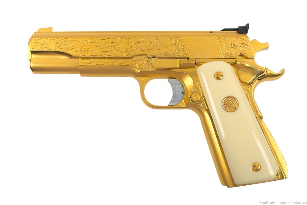 Gold Plated Engraved Colt Service Model Ace 22 LR Pistol – SN: SM39096-img-3