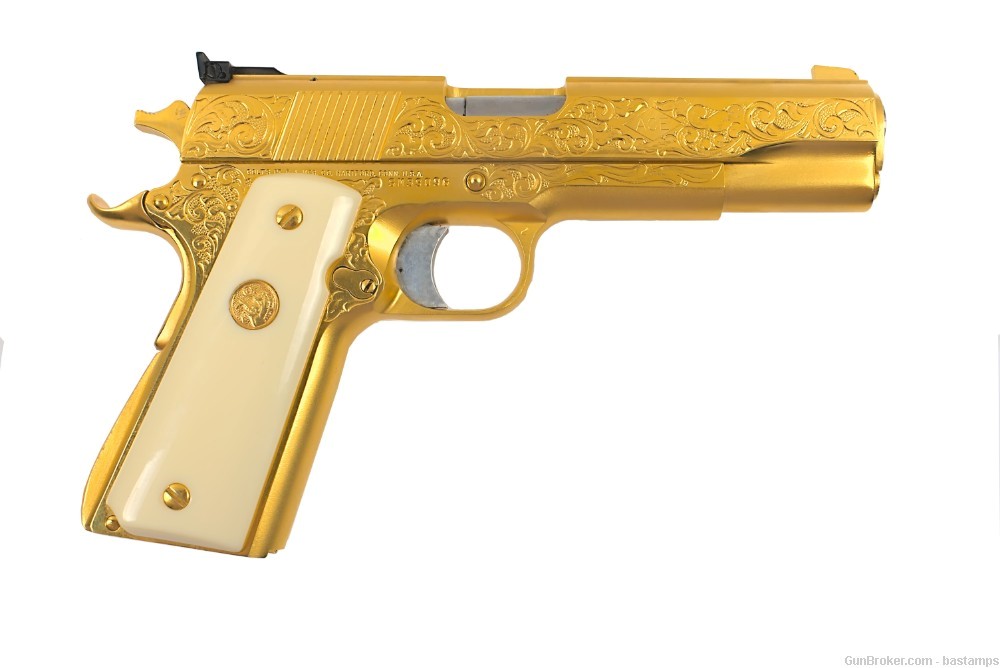 Gold Plated Engraved Colt Service Model Ace 22 LR Pistol – SN: SM39096-img-4