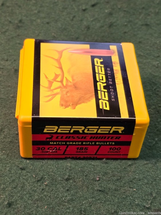 Berger classic hunter 30 cal 185GR 100 count  rifle bullets-img-0