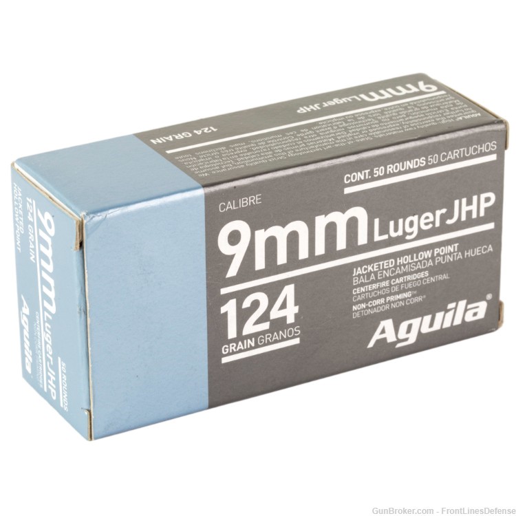 Aguila 9mm Luger JHP 50 round box -img-0