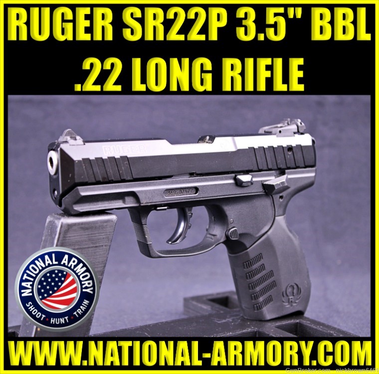 RUGER SR22 P 22 LR 3.5" DA/SA MANUAL SAFETY ADJUSTABLE SIGHTS CA MA OK-img-0