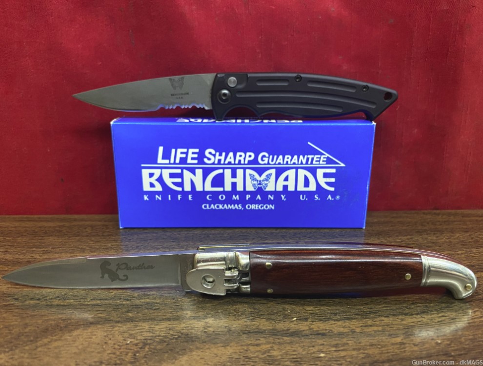 2 Spring Assist Auto Pocket Knives Benchmade Mini Reflex and Panther-img-0