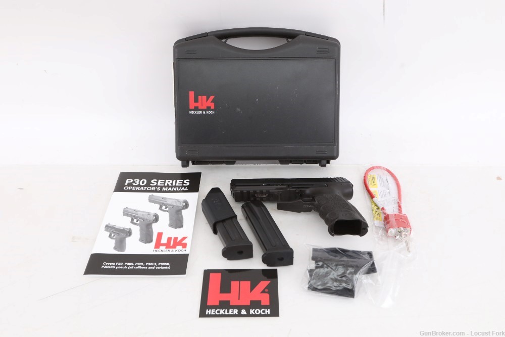LIKE NEW IN BOX! H&K P30L V3 9mm 4.5" Tall Night Sights 2-15rd Mags NR-img-0