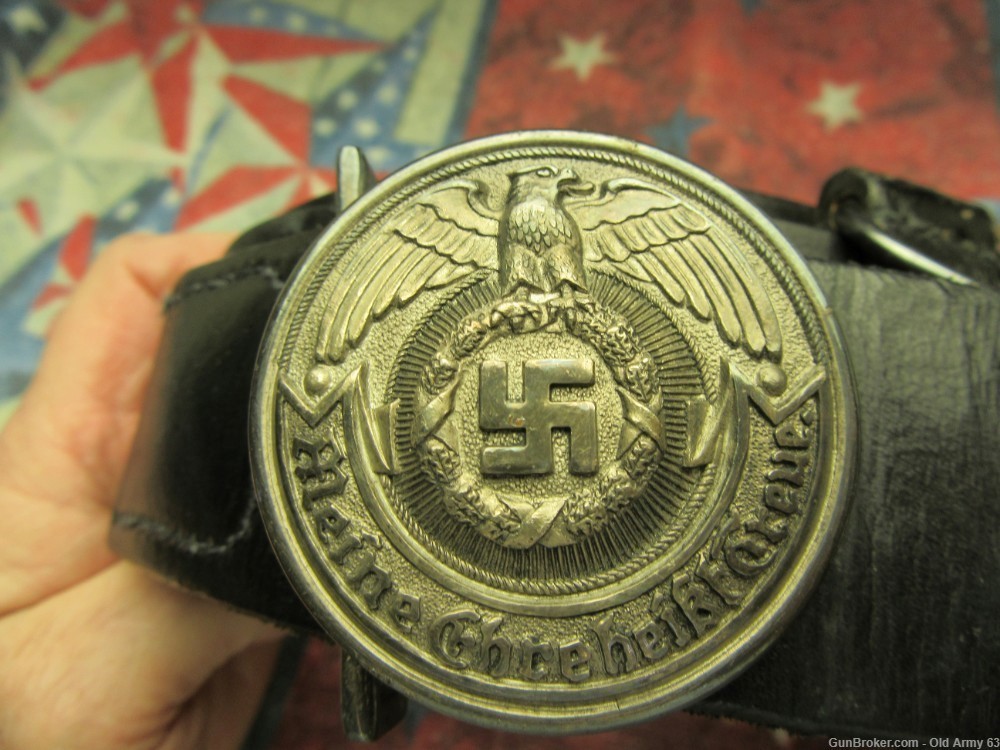 WWII German SS Officer Belt and Buckle w cross strap REPRO-img-0