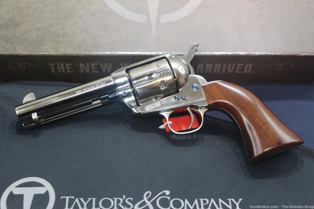 Taylors & Co GUNFIGHTER Revolver 45 COLT Nickel 4.75" 1860 Army Grip 45LC-img-1