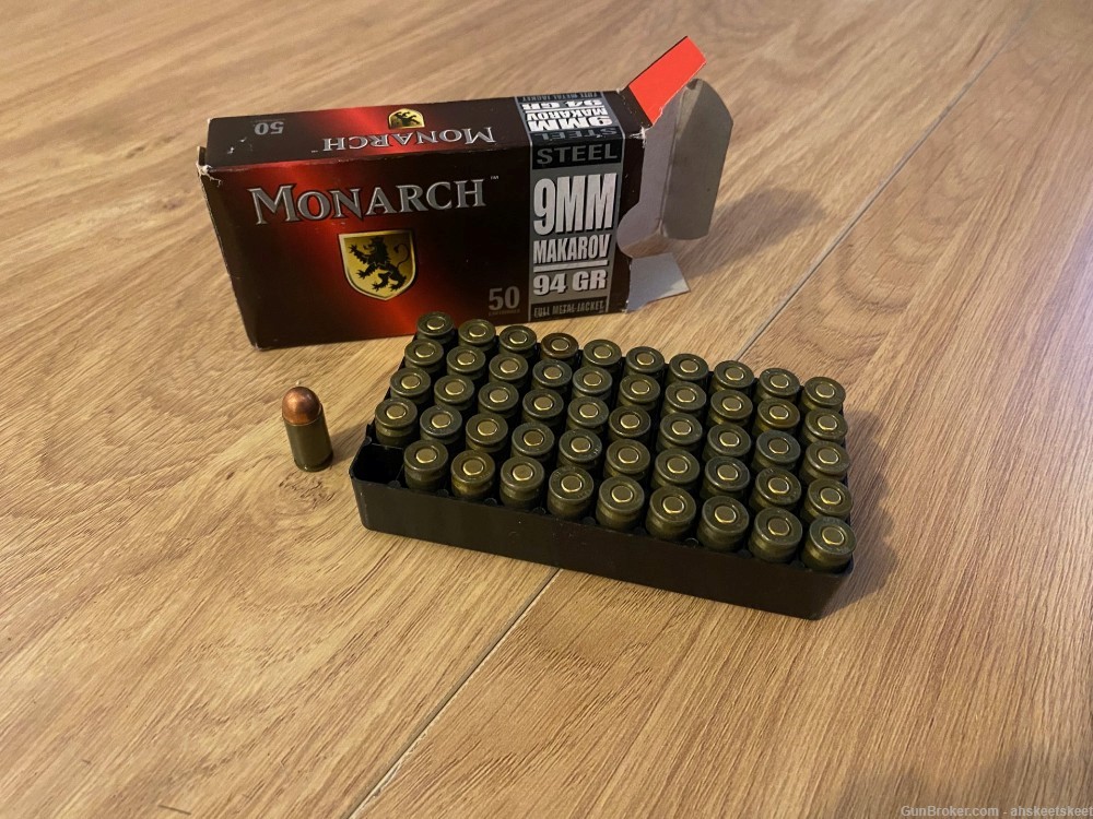 50 rounds - 94 gr FMJ - 9mm Makarov - Steel Case -img-0