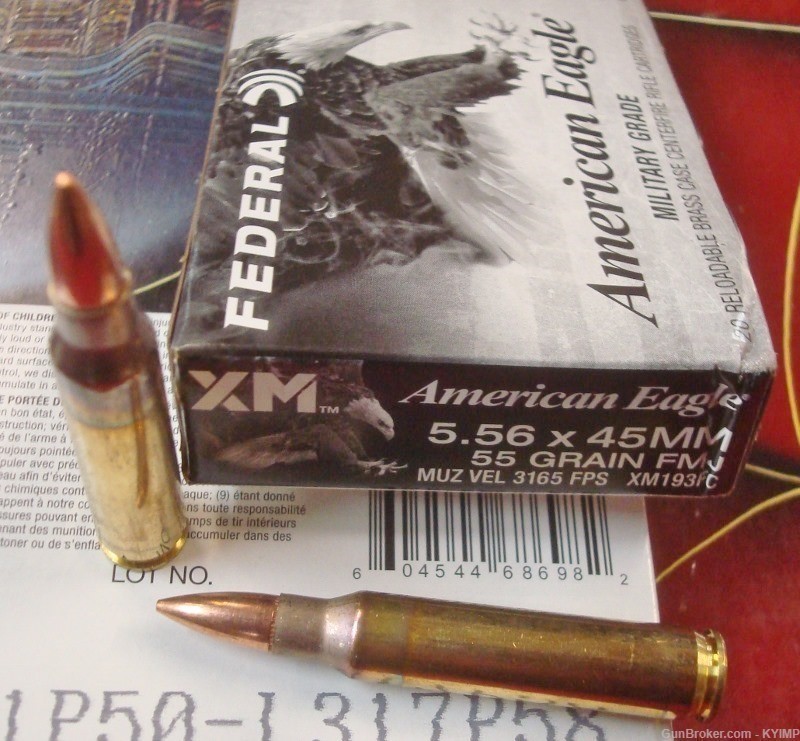 500 FEDERAL 5.56 FMJ 55 grain brass XM193FC New Ammunition-img-0