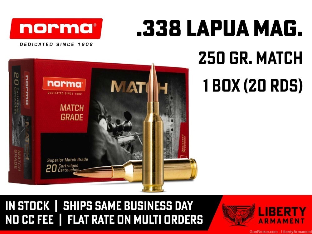 338 Lapua Mag Ammo 250 gr Norma Golden Target Match Ammunition-img-0