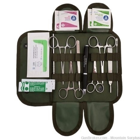 Military Style Surgical Set, Stainless, Black or OD Canvas Case, Free S&H -img-0