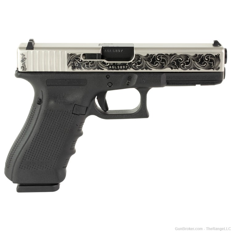 Glock 17 Gen4 Engraved Stainless PVD 4.49" 9mm 17rd NO CC FEES & FREE SHIP!-img-0