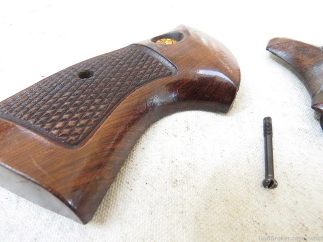 Early Taurus Model 66 Wood Revolver Square Butt Grips + Grip Screw-img-6
