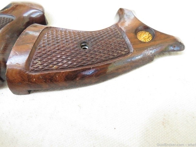 Early Taurus Model 66 Wood Revolver Square Butt Grips + Grip Screw-img-4