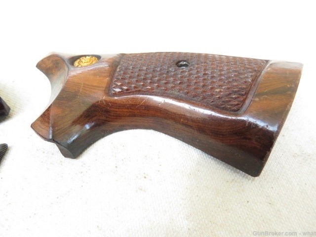 Early Taurus Model 66 Wood Revolver Square Butt Grips + Grip Screw-img-5