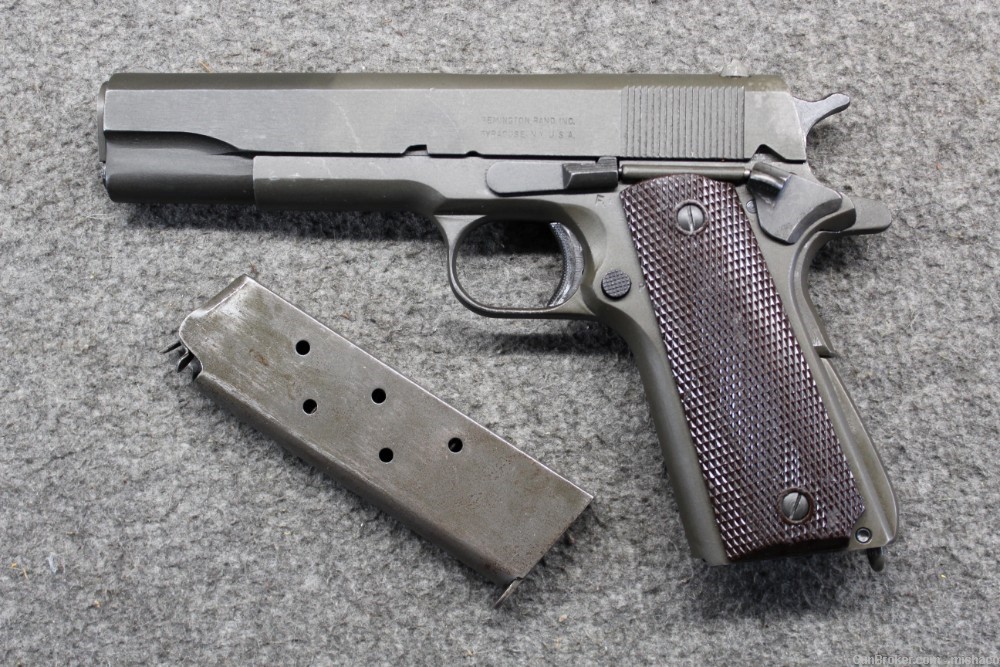 Nice C&R WWII Remington Rand Model 1911A1 .45 ACP US GI Army Pistol M1911A1-img-0