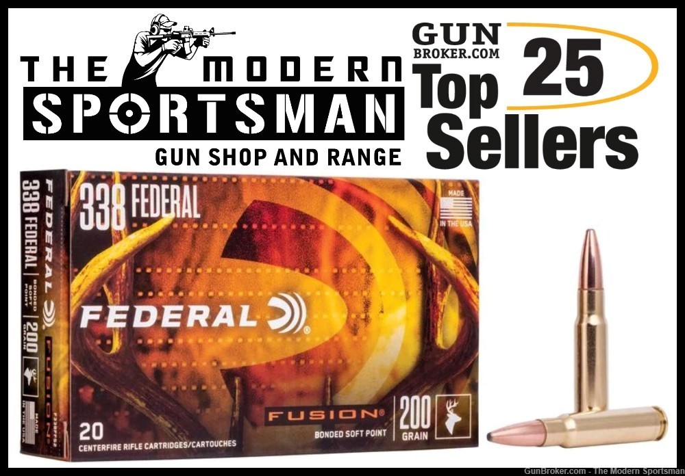 Federal .338 Federal Fusion Bonded Soft Point 200gr Ammo 338 FED 20 ROUNDS-img-0
