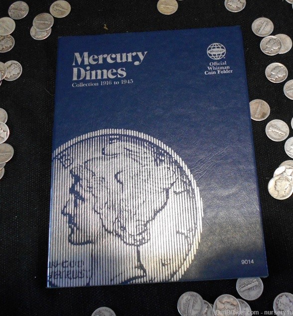 Whitman Mercury Dime Coin Folder w/66 90% Silver Dimes, 1916-1945 - Read Ad-img-1