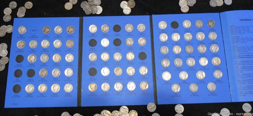 Whitman Mercury Dime Coin Folder w/66 90% Silver Dimes, 1916-1945 - Read Ad-img-2