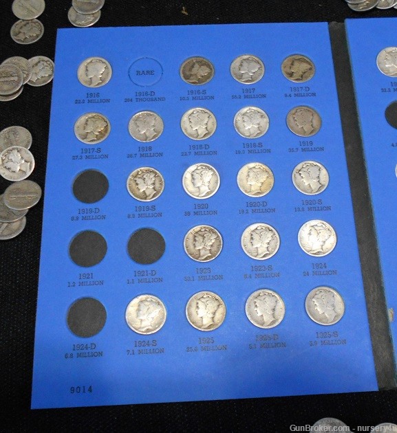 Whitman Mercury Dime Coin Folder w/66 90% Silver Dimes, 1916-1945 - Read Ad-img-3