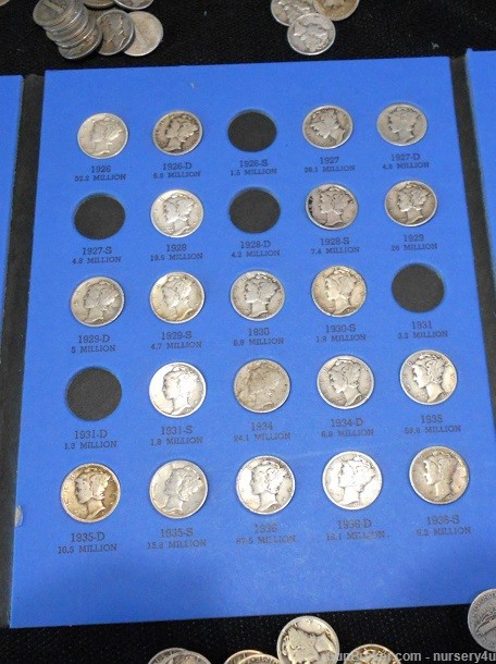 Whitman Mercury Dime Coin Folder w/66 90% Silver Dimes, 1916-1945 - Read Ad-img-4