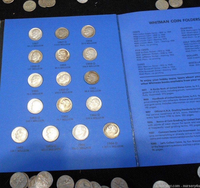 Whitman Roosevelt Dime Coin Folder, All 46 Dimes, 90% Silver - Read Ad-img-2