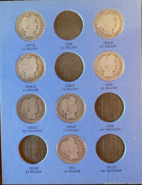 Whitman Barber Half Dollar Coin Folder, w/22 Coins, 90% Silver - Read Ad-img-3