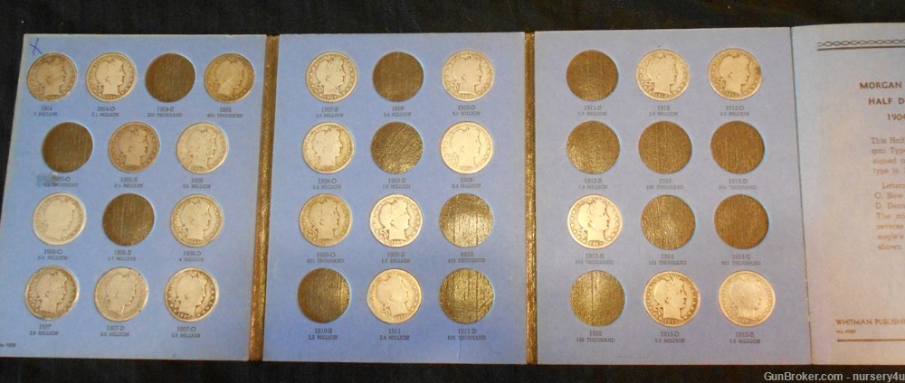 Whitman Barber Half Dollar Coin Folder, w/22 Coins, 90% Silver - Read Ad-img-1