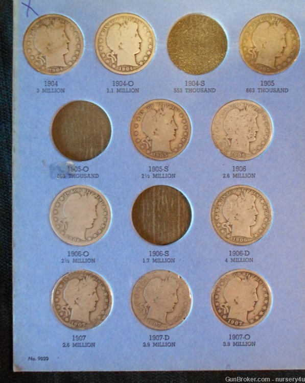 Whitman Barber Half Dollar Coin Folder, w/22 Coins, 90% Silver - Read Ad-img-2