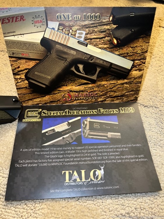 Glock 19 Gen 4 Special Operations Forces #246 1 of 1000 Talo Edition M19 -img-3