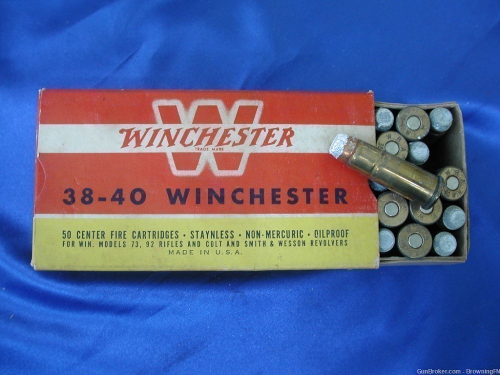 Winchester .38-40 Pre 64 Vintage Box 50 Rounds Model 1892 Colt SAA-img-1