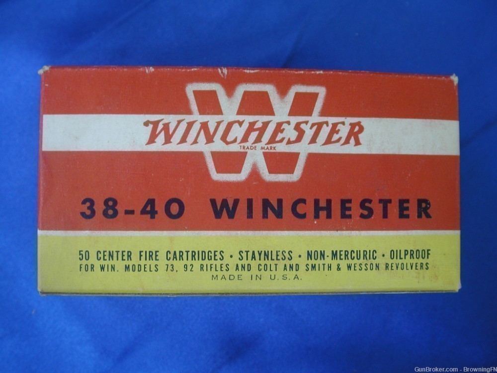 Winchester .38-40 Pre 64 Vintage Box 50 Rounds Model 1892 Colt SAA-img-0