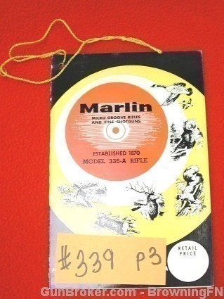 Marlin Model 336 A Owners Instruction Manual Hanging Tag 336-A-img-0