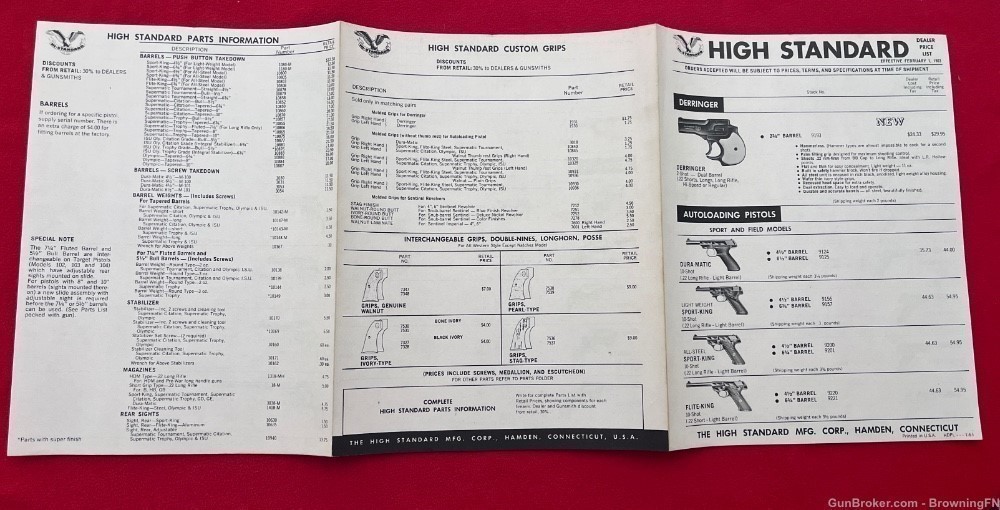 Original 1963 High Standard All Models Dealer Price Sheet-img-2