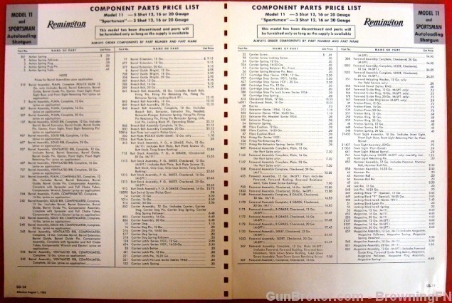 Remington Parts List Schematic Model 11 Sportsman-img-1