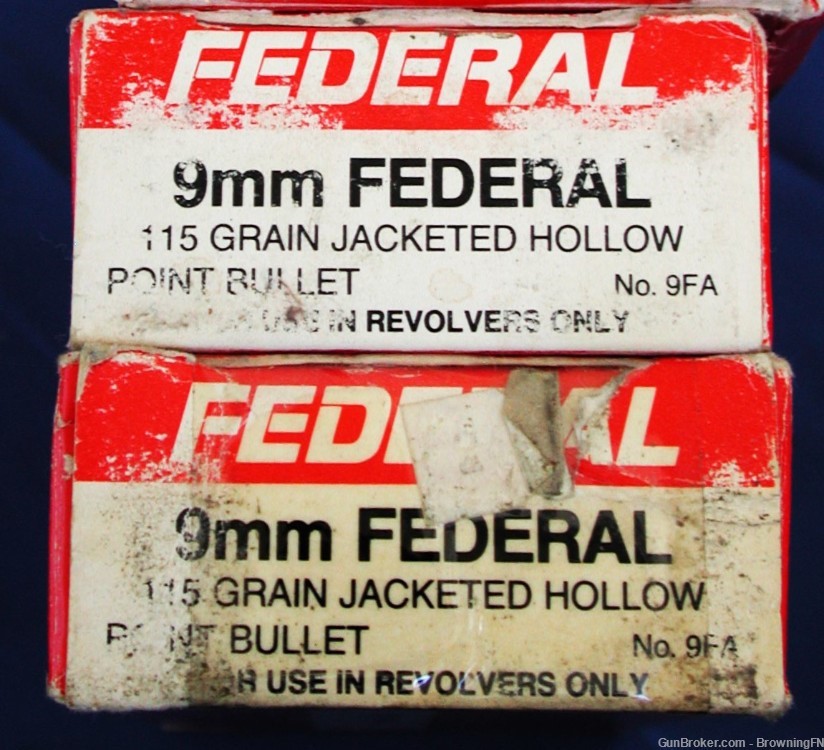 99 ORIGINAL Rounds Federal 9mm RIMMED for Revolvers Hollow Point-img-0