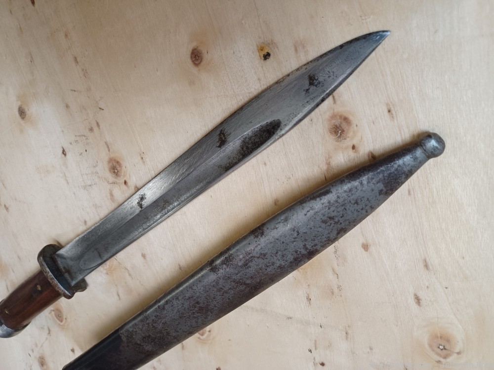 Matching numbers combat trench knife , field made from K98 bayonet -img-17