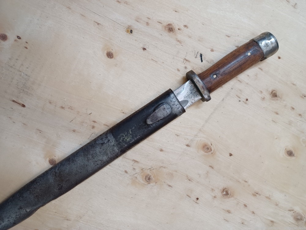 Matching numbers combat trench knife , field made from K98 bayonet -img-3