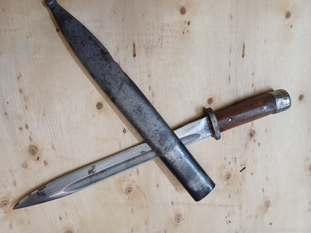 Matching numbers combat trench knife , field made from K98 bayonet -img-24