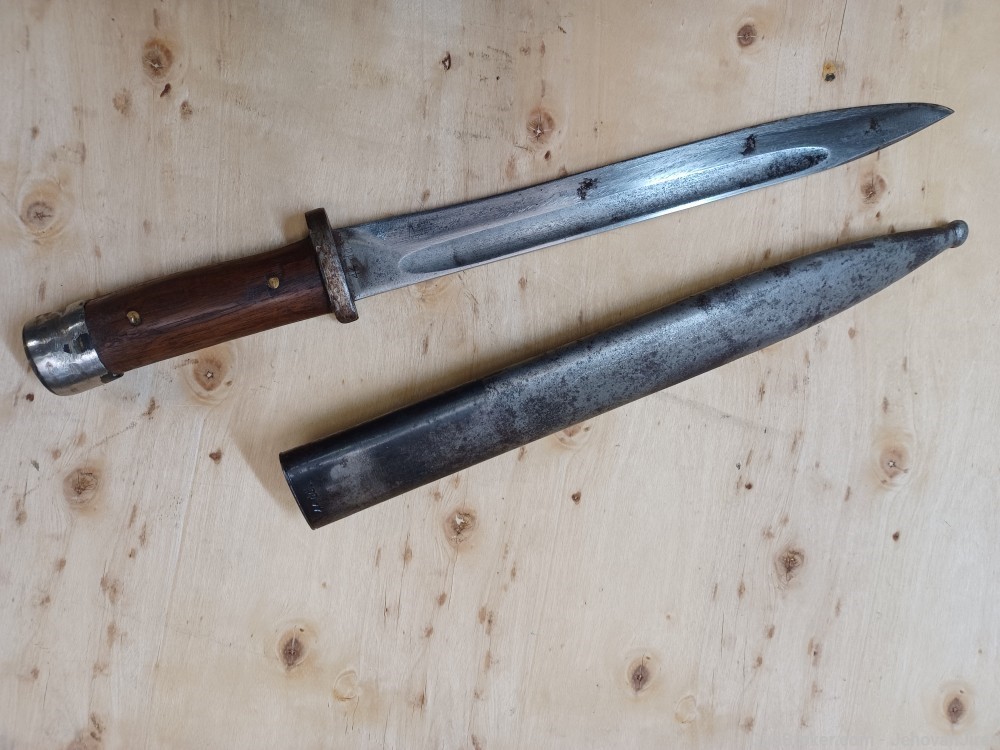 Matching numbers combat trench knife , field made from K98 bayonet -img-11
