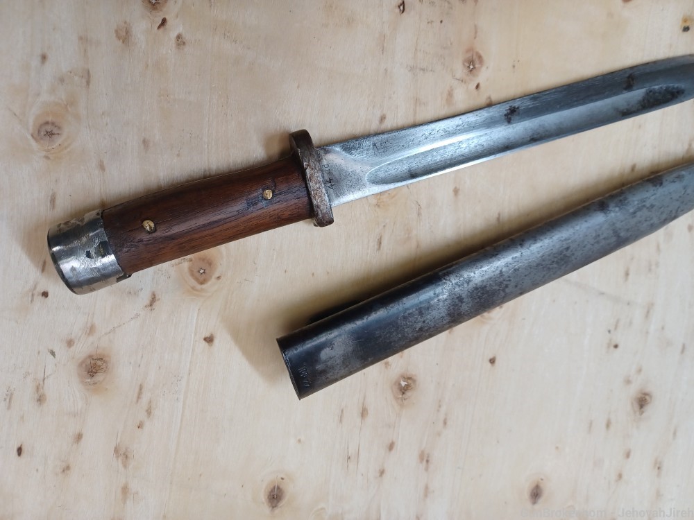 Matching numbers combat trench knife , field made from K98 bayonet -img-13