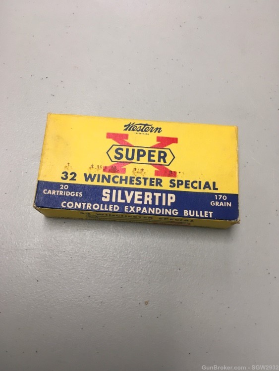 Western Super X 32 Winchester special silver tip ammunition 170gr Vintage-img-0