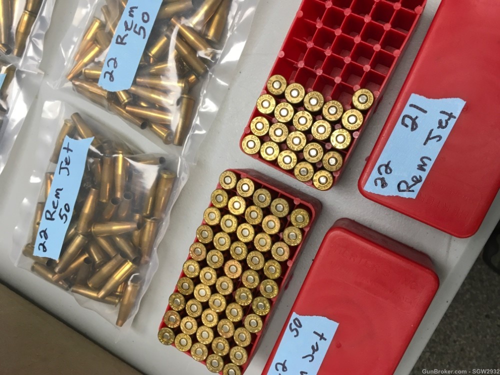 22 Rem Jet Ammunition brass cases bullets tips Remington Winchester Hornady-img-5