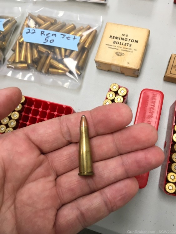22 Rem Jet Ammunition brass cases bullets tips Remington Winchester Hornady-img-8
