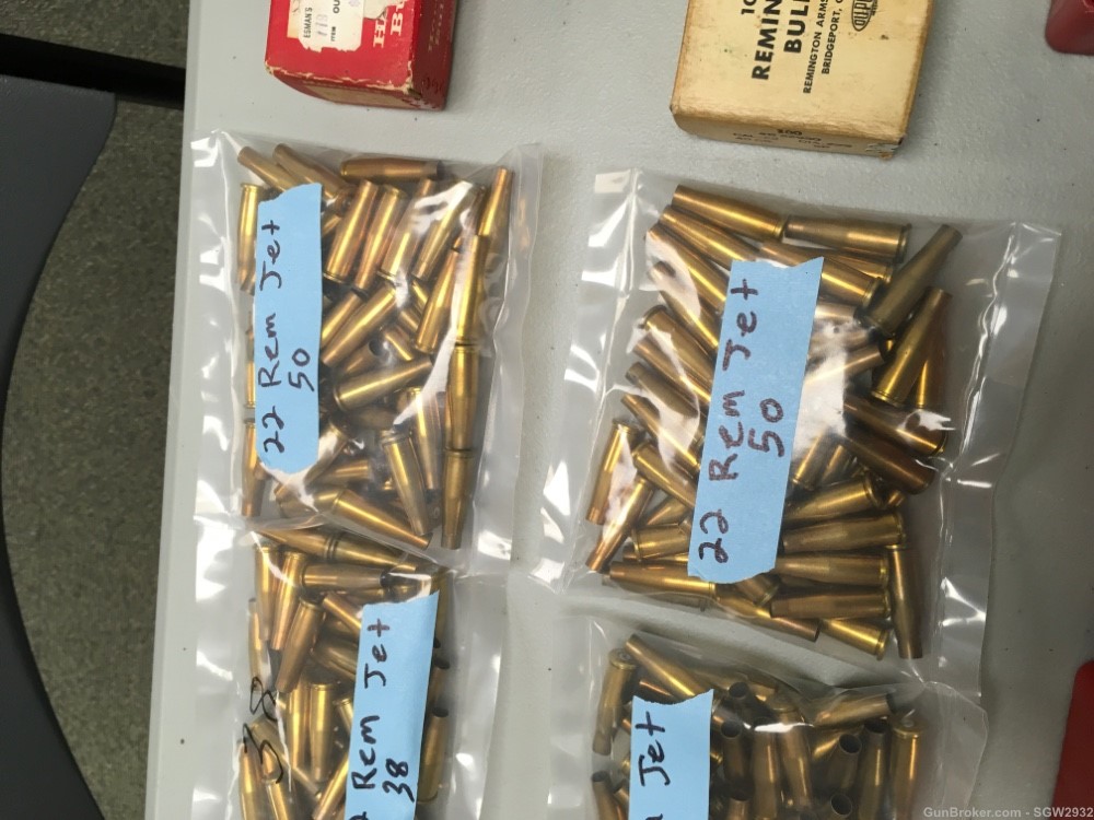 22 Rem Jet Ammunition brass cases bullets tips Remington Winchester Hornady-img-2