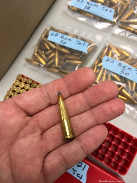 22 Rem Jet Ammunition brass cases bullets tips Remington Winchester Hornady-img-6