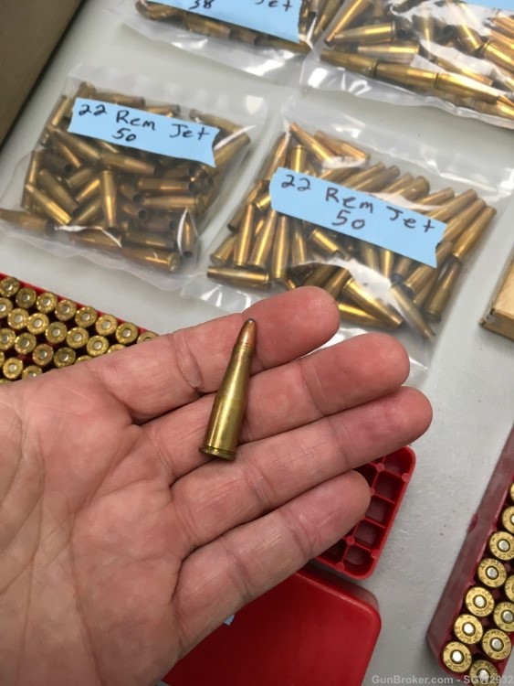 22 Rem Jet Ammunition brass cases bullets tips Remington Winchester Hornady-img-3