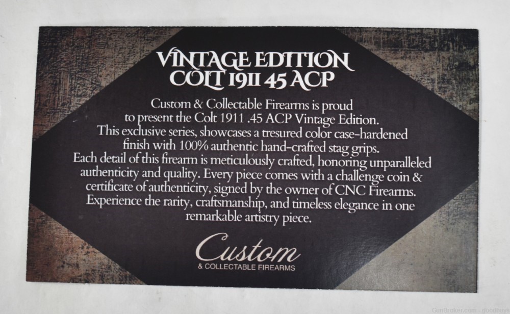 Cnc CNCVINTAGE1911 Colt 1911 Vintage Limited Edition 45 ACP #280 TALO 5"-img-9