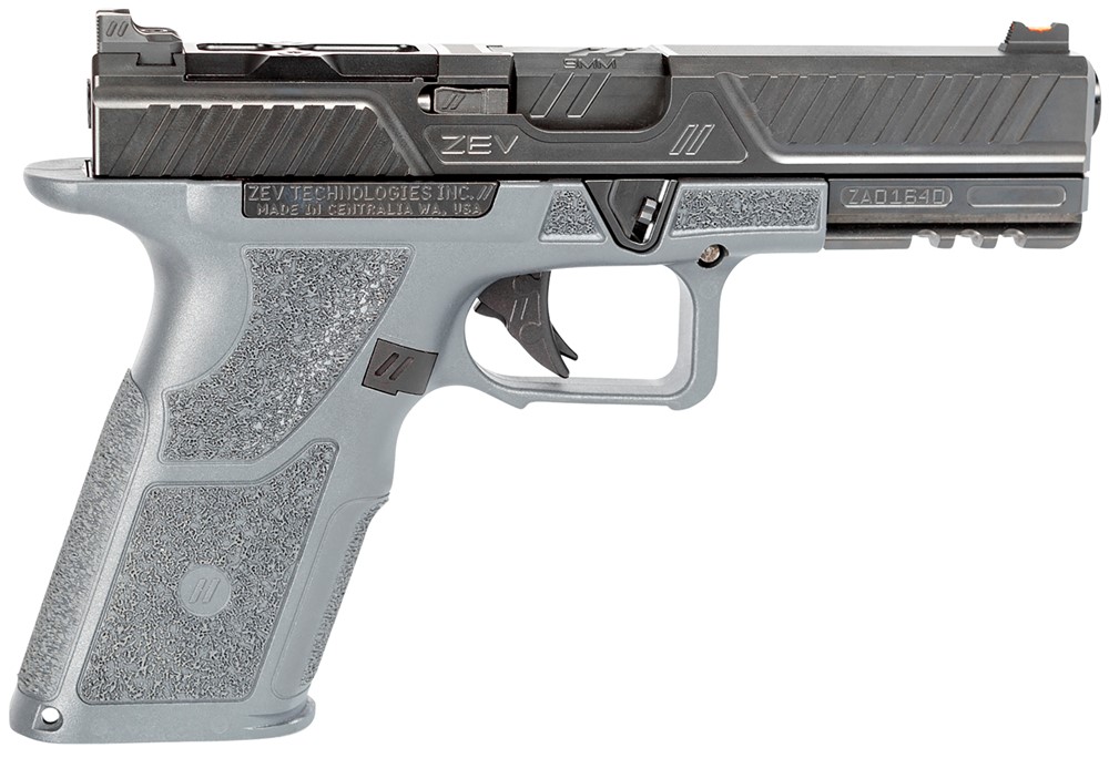 ZEV OZ9 Combat 9mm Luger 4.49 17+1 (2) Combat Gray Frame Black Steel Slide -img-0